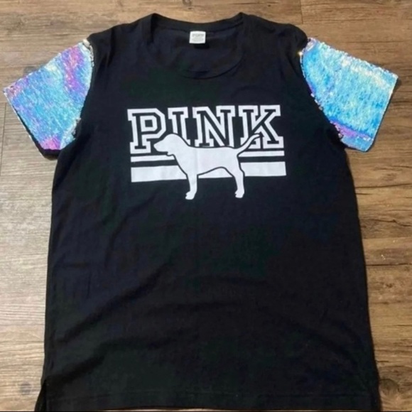 PINK VS MERMAID BLING CAMPUS TSHIRT LARGE - Picture 4 of 5